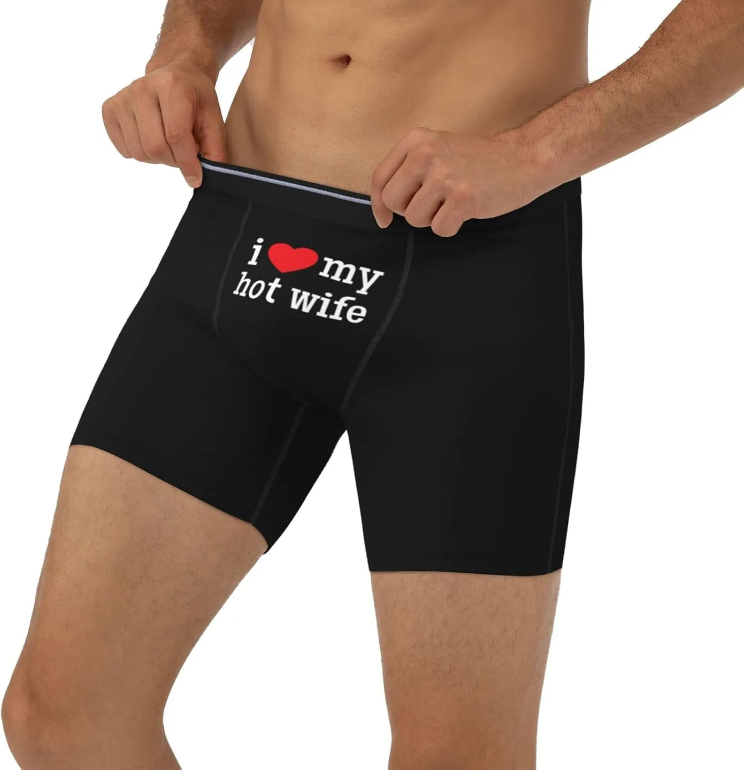 PAUPPY I Heart my Hot wife I Love My Hot Wife Men's Boxer Briefs Stretch Underwear Open Fly Tagless Underpants Regular Leg