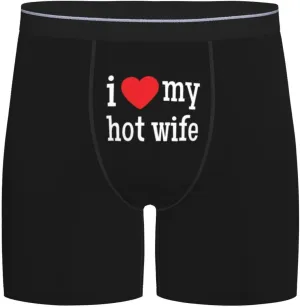 PAUPPY I Heart my Hot wife I Love My Hot Wife Men's Boxer Briefs Stretch Underwear Open Fly Tagless Underpants Regular Leg