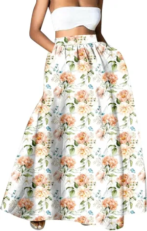 Pencil Skirt for Women Tummy Control High Waist Maxi Skirt Casual Loose Flowy Boho Party Long Women's Skirts with Pocket