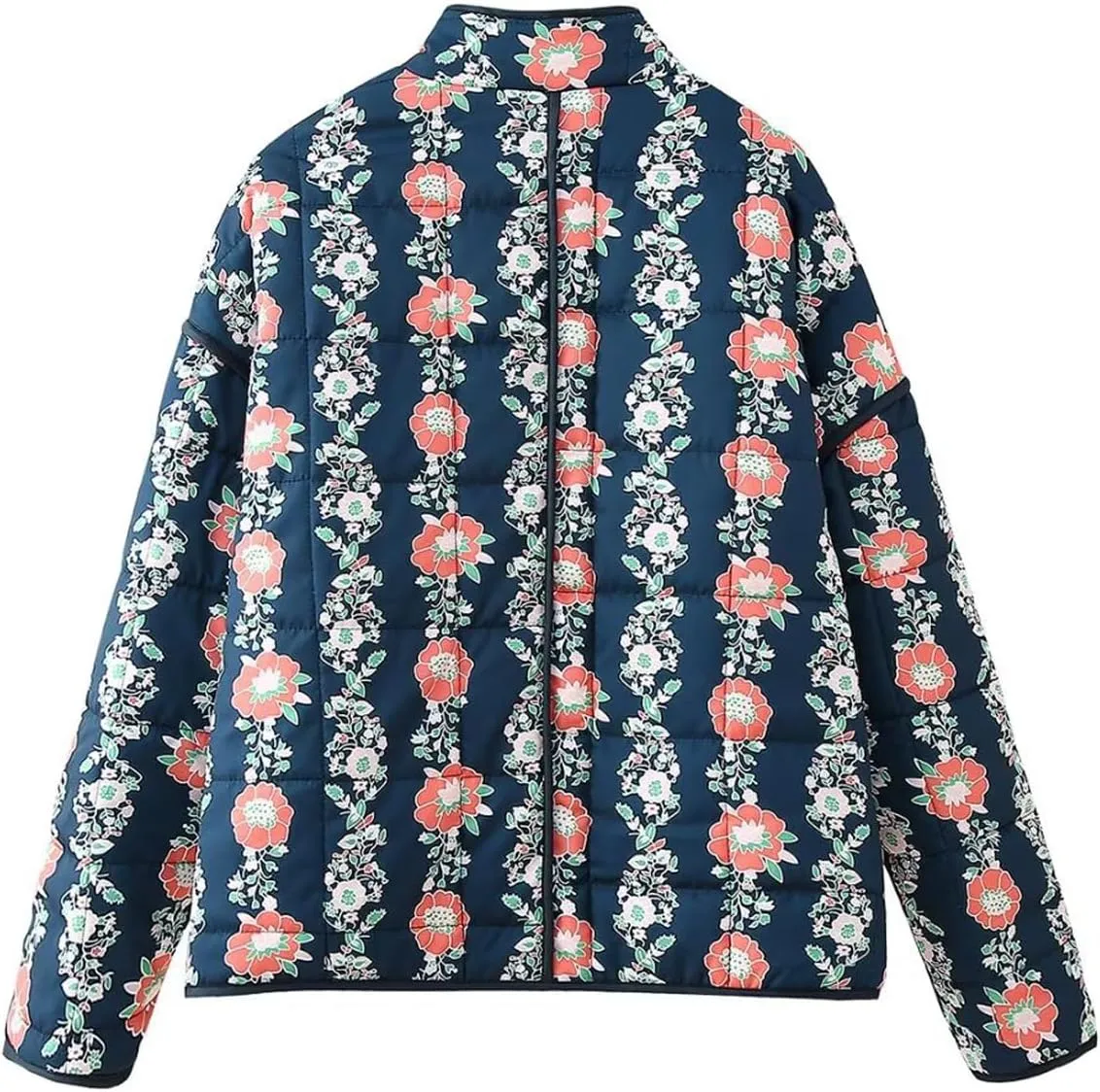 Perbai Womens Floral Cropped Quilted Jacket Lightweight Reversible Open Front Puffer Cardigan Coat