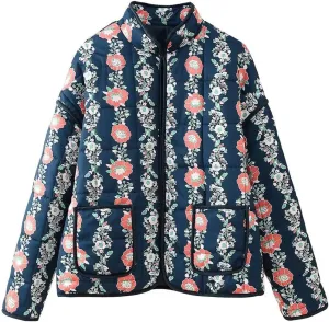 Perbai Womens Floral Cropped Quilted Jacket Lightweight Reversible Open Front Puffer Cardigan Coat