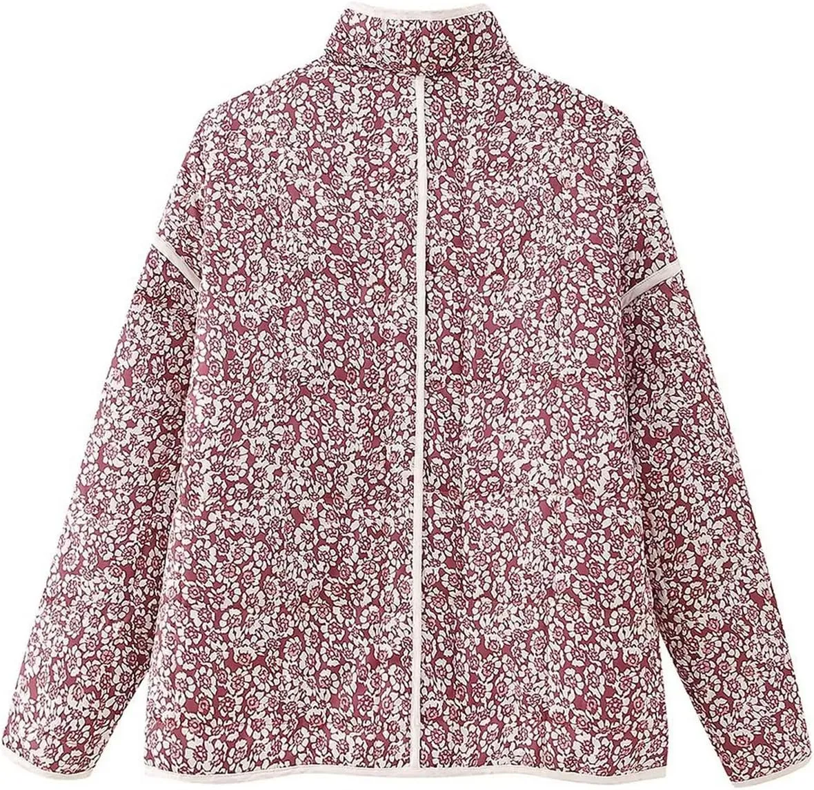 Perbai Womens Floral Cropped Quilted Jacket Lightweight Reversible Open Front Puffer Cardigan Coat