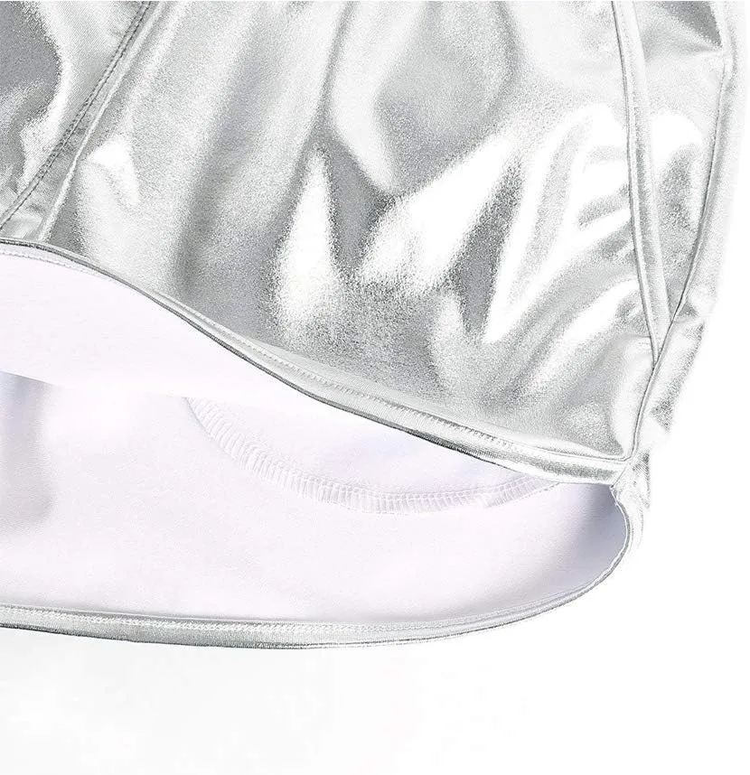 PESION Women's Metallic Shiny Shorts Sparkly Rave Hot Short Pants