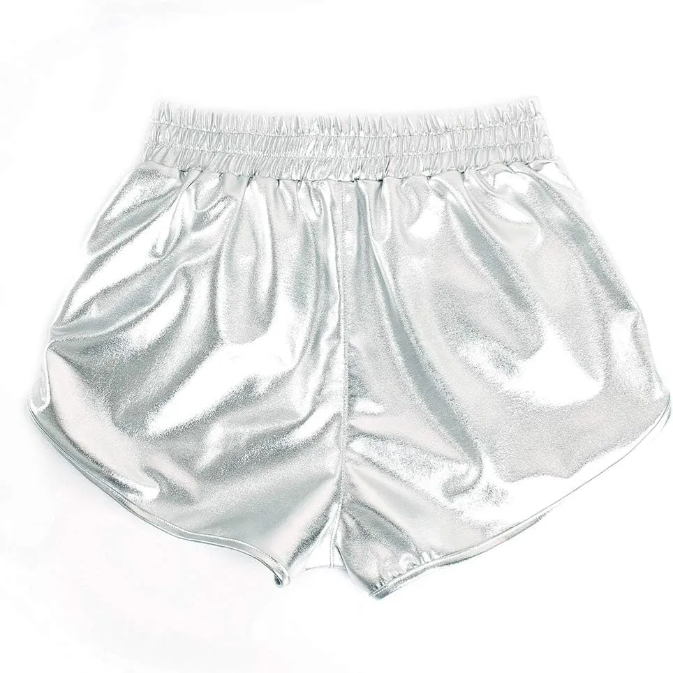 PESION Women's Metallic Shiny Shorts Sparkly Rave Hot Short Pants