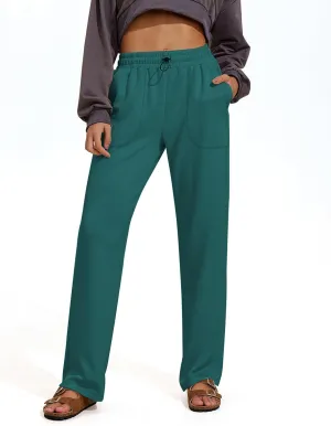 PINSPARK Womens Straight Leg Sweatpants Casual Athletic Workout Pants Stretch Soft Lounge Pants with Pockets