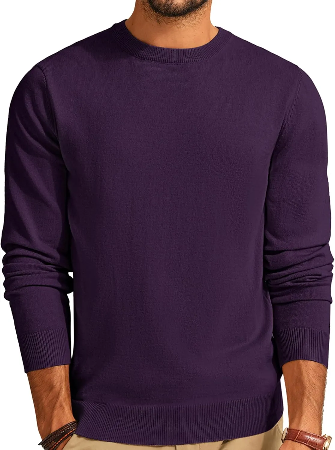 PJ PAUL JONES Men's Sweaters Crewneck Basic Lightweight Wool Blend Knitted Pullover Long Sleeve Shirts for Men
