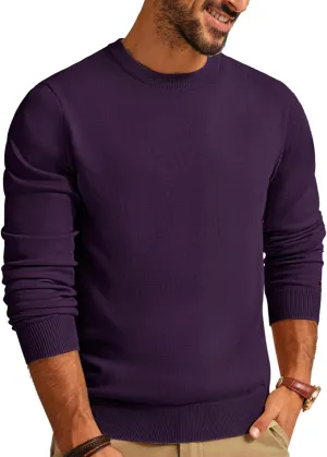 PJ PAUL JONES Men's Sweaters Crewneck Basic Lightweight Wool Blend Knitted Pullover Long Sleeve Shirts for Men