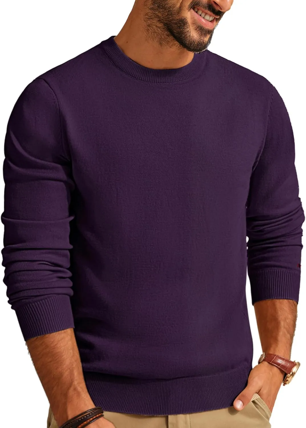PJ PAUL JONES Men's Sweaters Crewneck Basic Lightweight Wool Blend Knitted Pullover Long Sleeve Shirts for Men