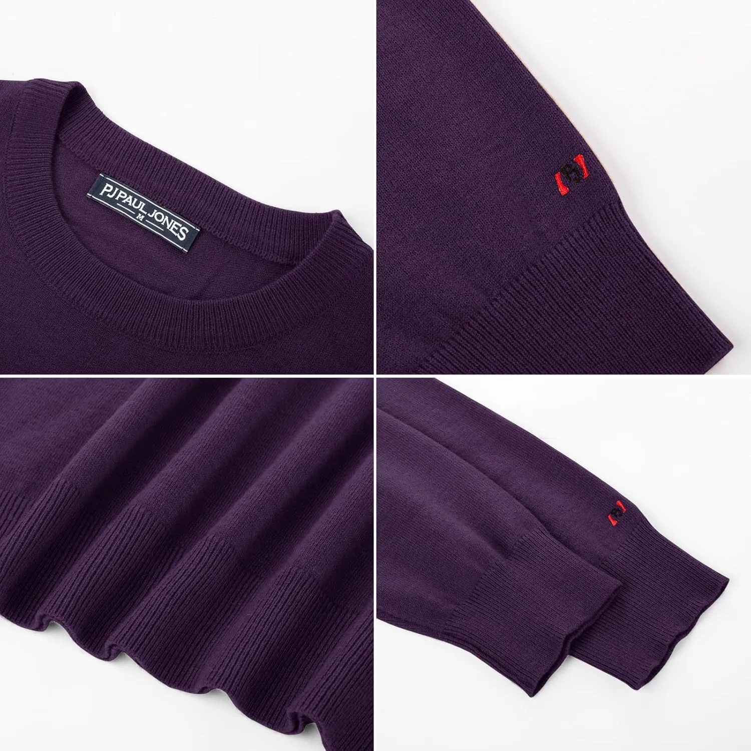 PJ PAUL JONES Men's Sweaters Crewneck Basic Lightweight Wool Blend Knitted Pullover Long Sleeve Shirts for Men