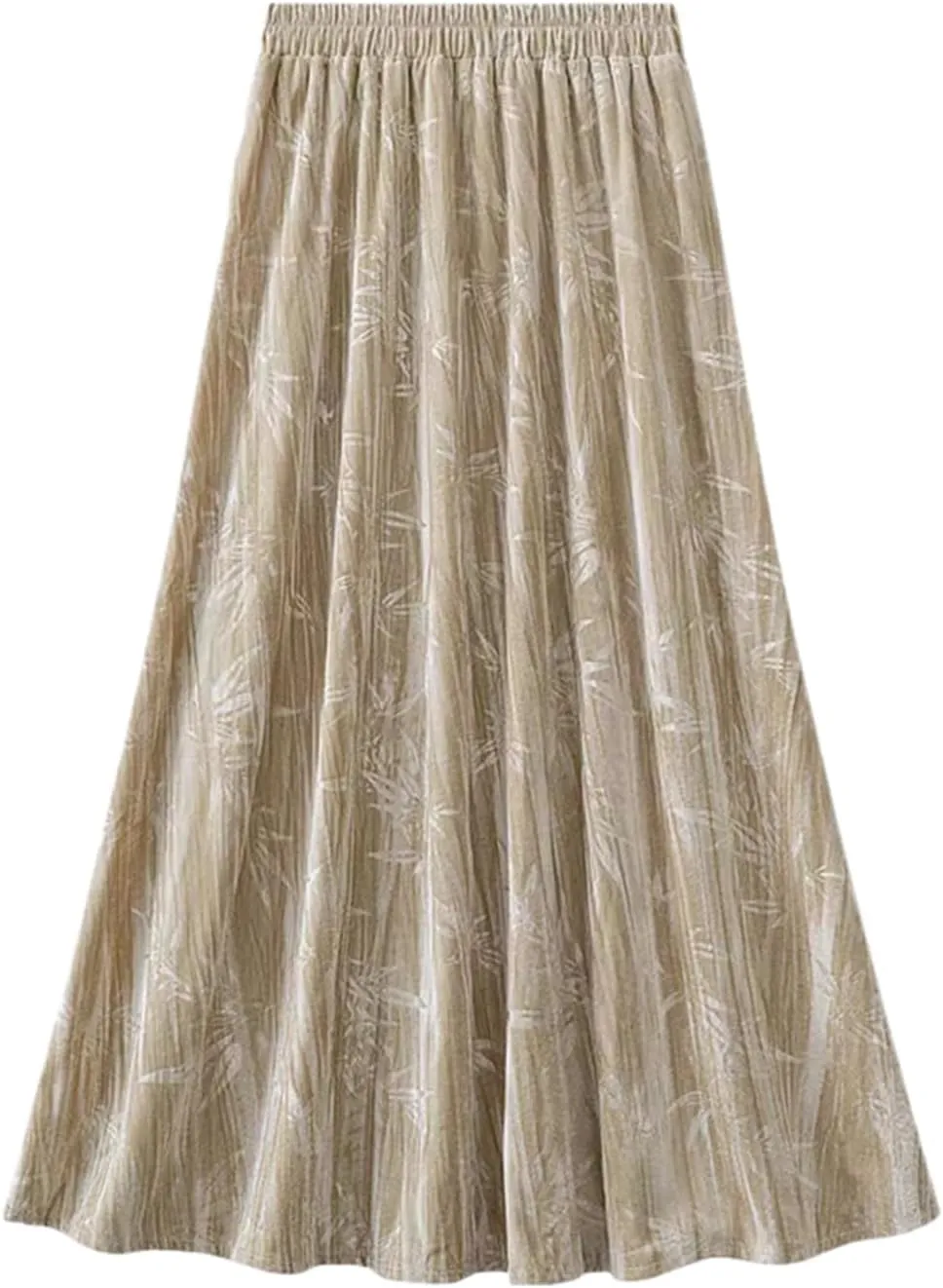 Pleated Skirts for Women Trendy Retro Printed High Elastic Waist Loose A-Line Long Skirts for Summer Vacation Clothes