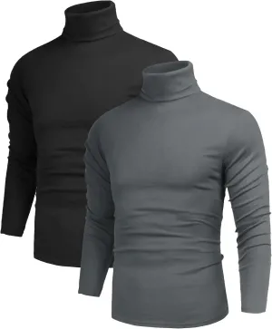 Poriff Men's Casual Turtleneck Pullover Tops Slim Fit Long Sleeve Basic Lightweight Sweaters