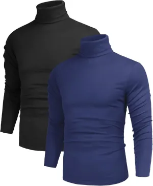 Poriff Men's Casual Turtleneck Pullover Tops Slim Fit Long Sleeve Basic Lightweight Sweaters