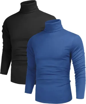 Poriff Men's Casual Turtleneck Pullover Tops Slim Fit Long Sleeve Basic Lightweight Sweaters
