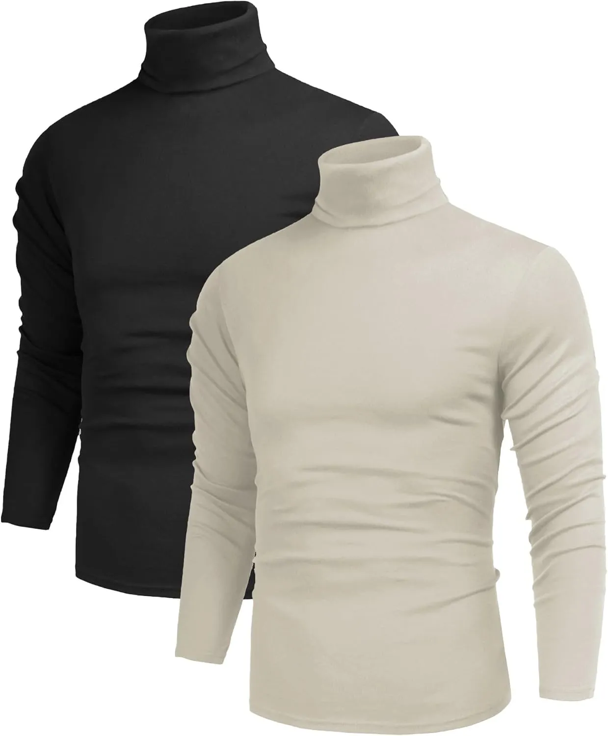 Poriff Men's Casual Turtleneck Pullover Tops Slim Fit Long Sleeve Basic Lightweight Sweaters