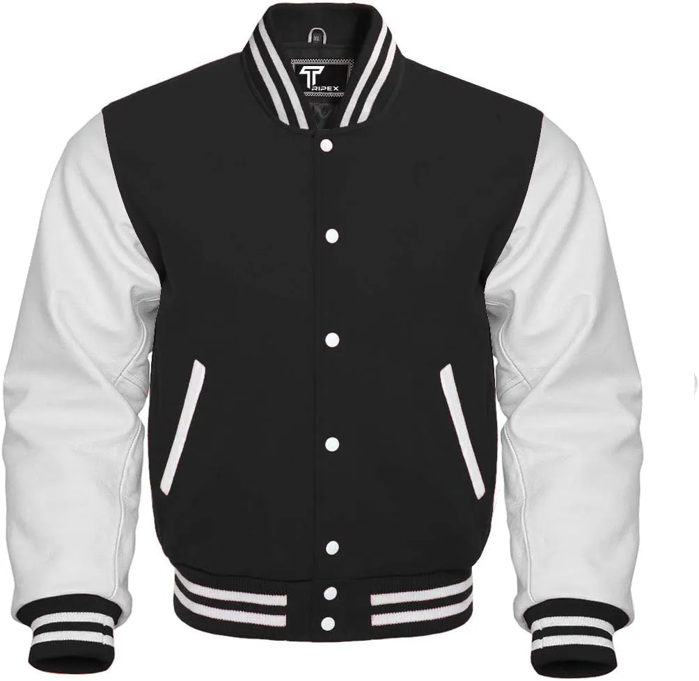 Premium Letterman Baseball School College Bomber Varsity Jacket Purple & Gold Genuine Leather Sleeves