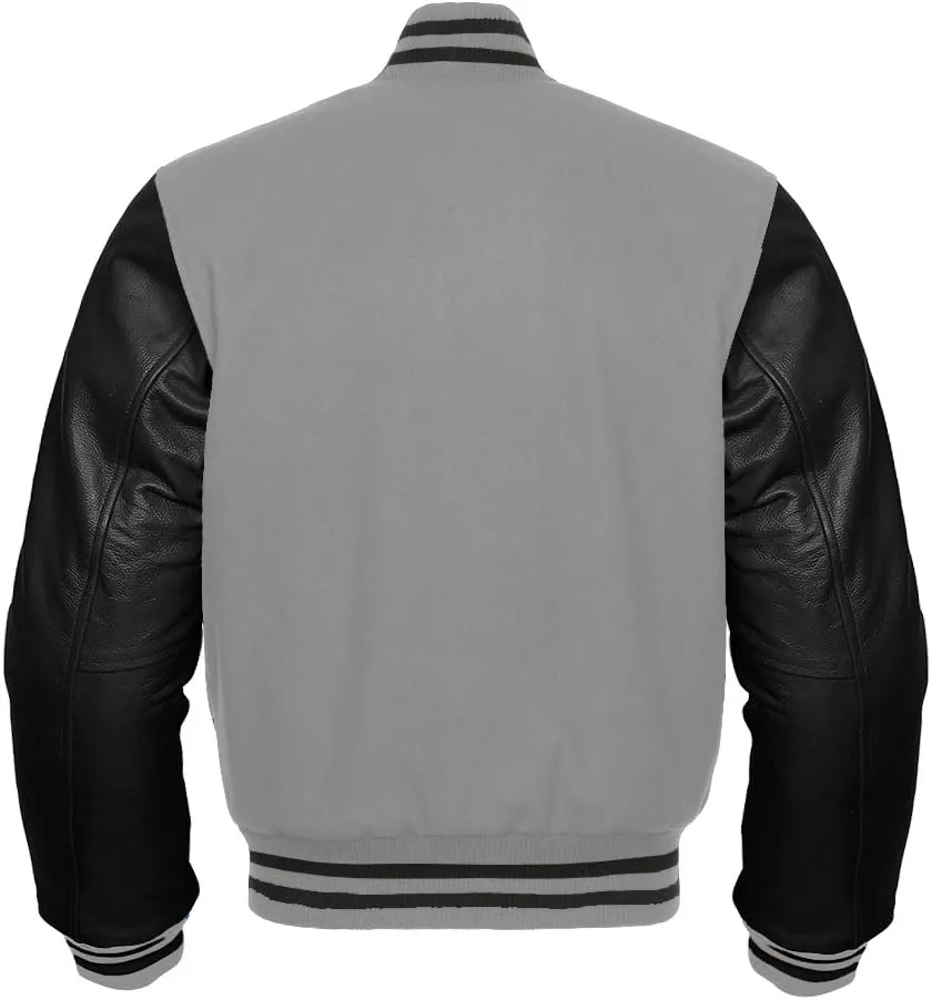 Premium Letterman Baseball School College Bomber Varsity Jacket Purple & Gold Genuine Leather Sleeves