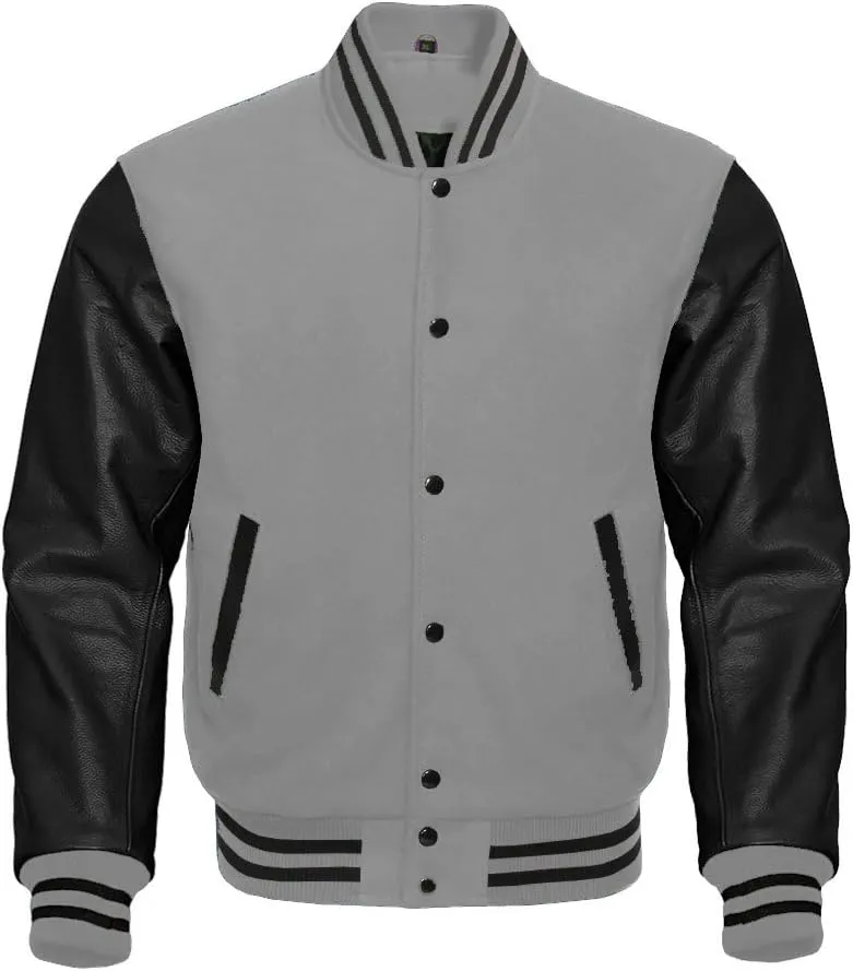 Premium Letterman Baseball School College Bomber Varsity Jacket Purple & Gold Genuine Leather Sleeves