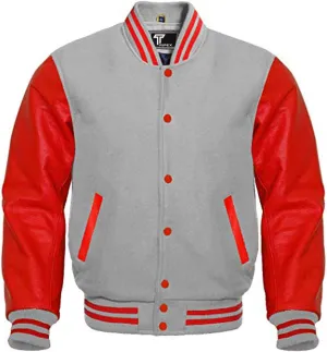 Premium Letterman Baseball School College Bomber Varsity Jacket Purple & Gold Genuine Leather Sleeves
