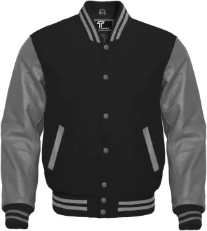 Premium Letterman Baseball School College Bomber Varsity Jacket Purple & Gold Genuine Leather Sleeves