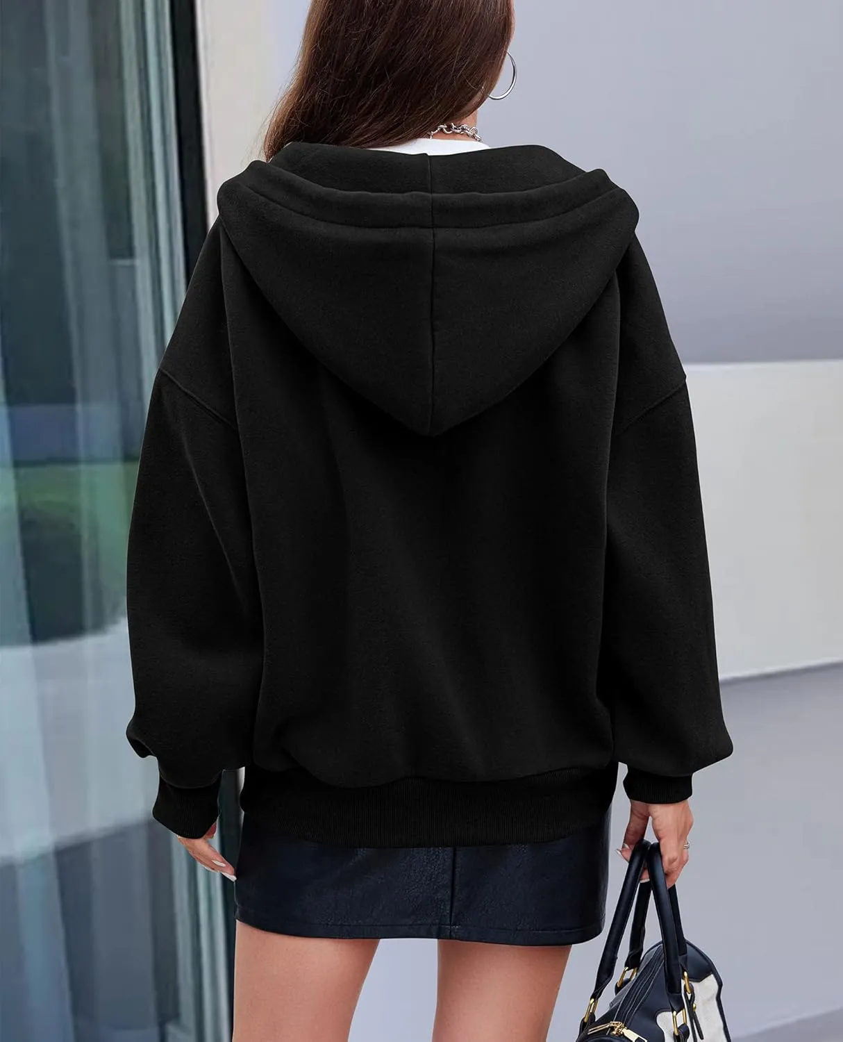 PRETTYGARDEN Women's 2025 Fall Oversized Hoodies Sweatshirt Long Sleeve Zip Up Pockets Loose Fit Y2K Winter Jackets Coat