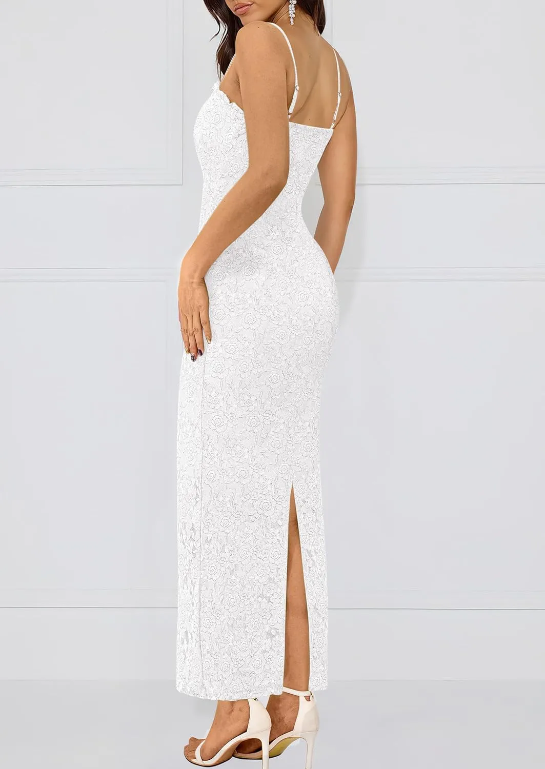 PRETTYGARDEN Women's Summer Formal Prom Dress 2025 Spaghetti Strap Lace Floral Wedding Guest Evening Bodycon Dresses