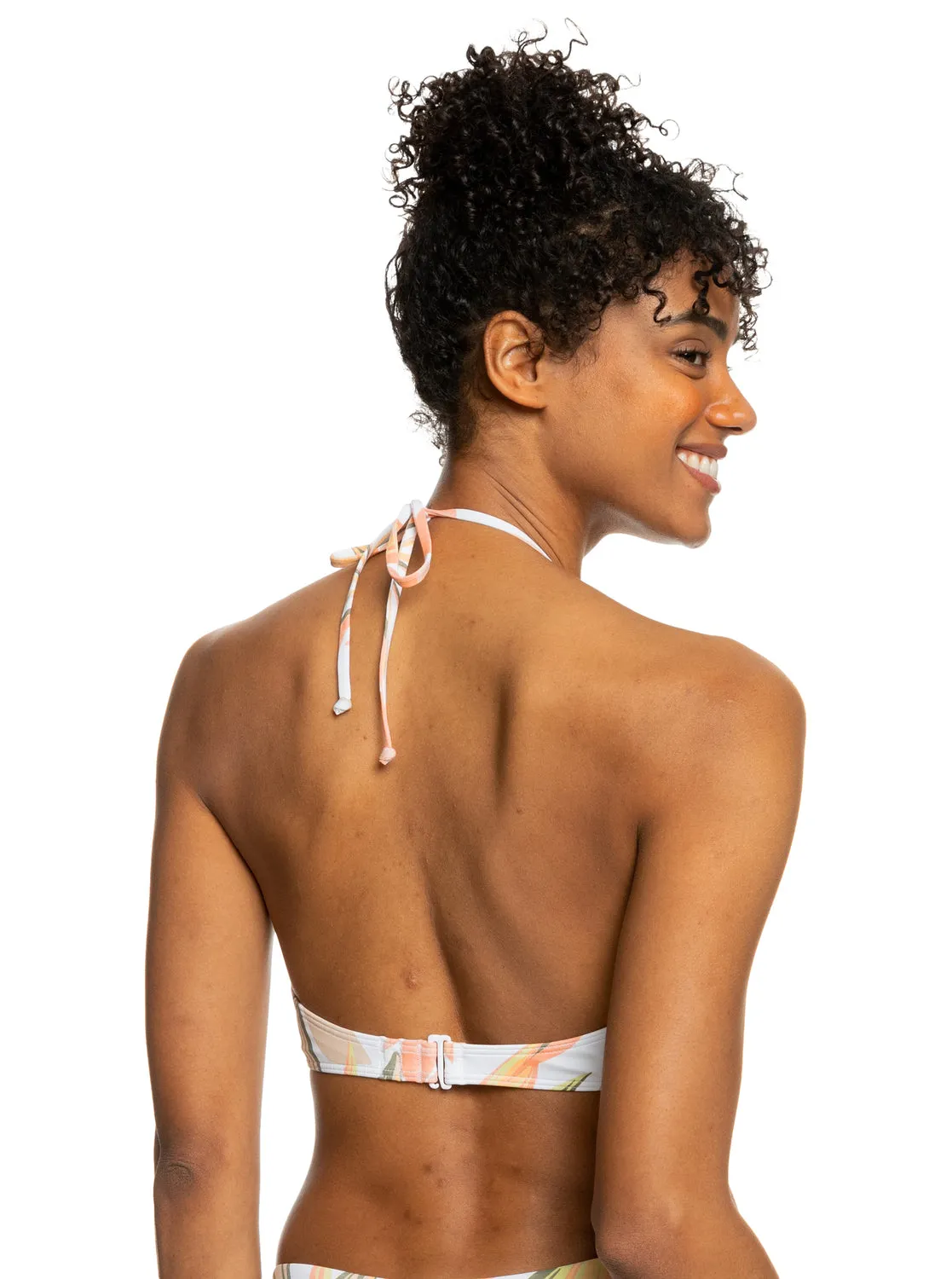 Printed Beach Classics Triangle Bikini Top - Bright White Subtly Salty Flat
