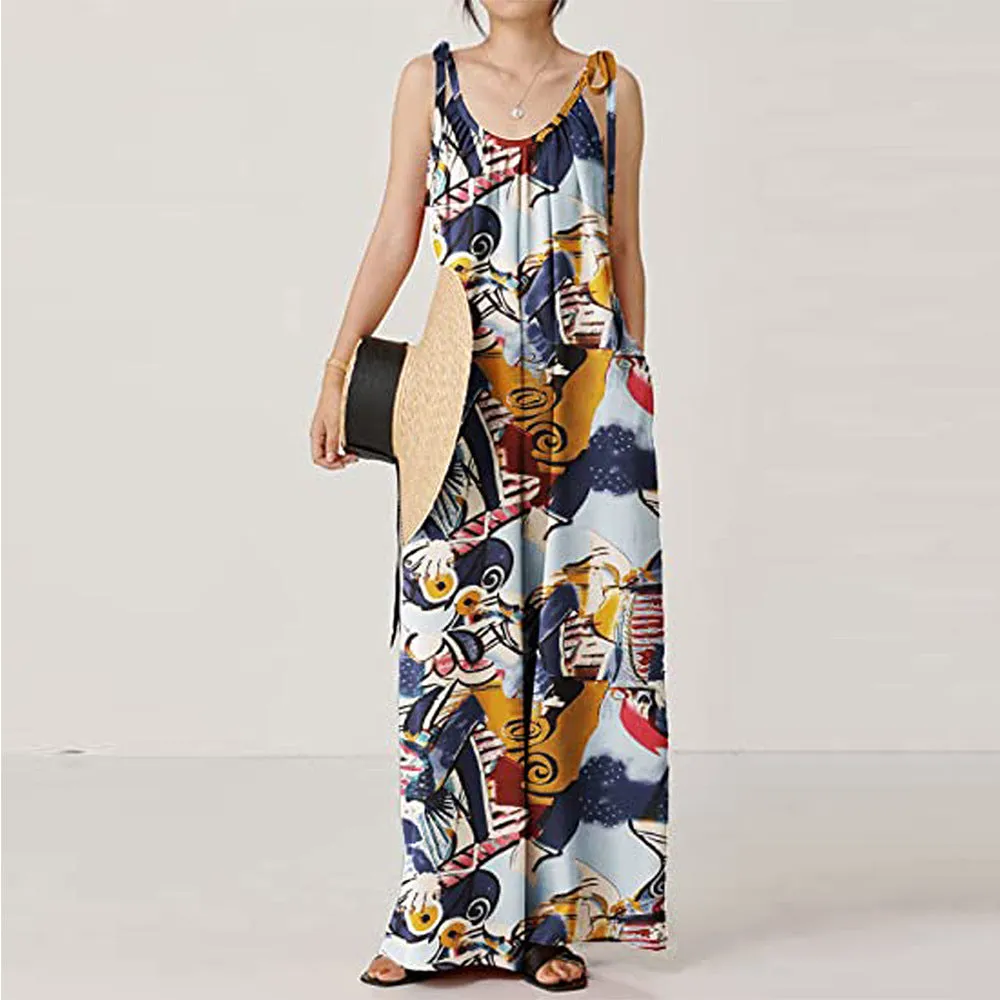 Printed Sling Loose Women Jump Suits Wholesale Jumpsuits