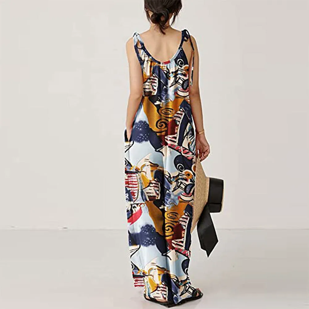Printed Sling Loose Women Jump Suits Wholesale Jumpsuits