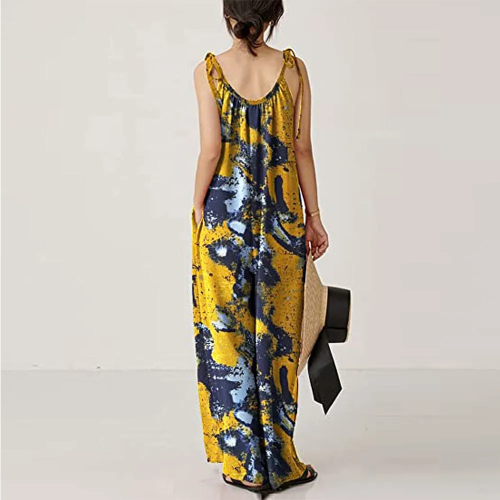 Printed Sling Loose Women Jump Suits Wholesale Jumpsuits