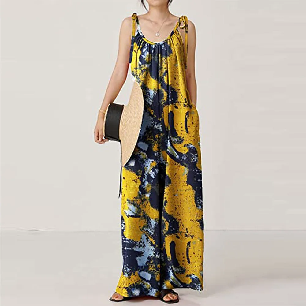 Printed Sling Loose Women Jump Suits Wholesale Jumpsuits