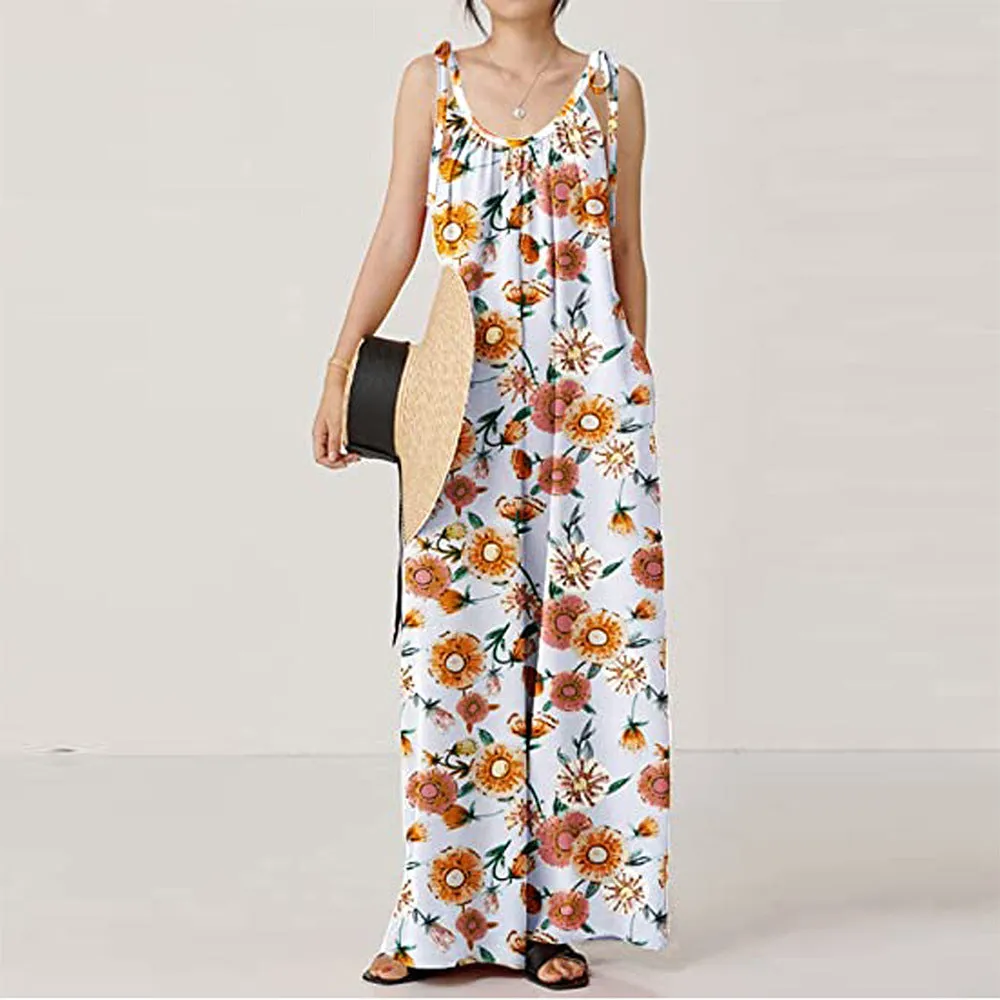 Printed Sling Loose Women Jump Suits Wholesale Jumpsuits