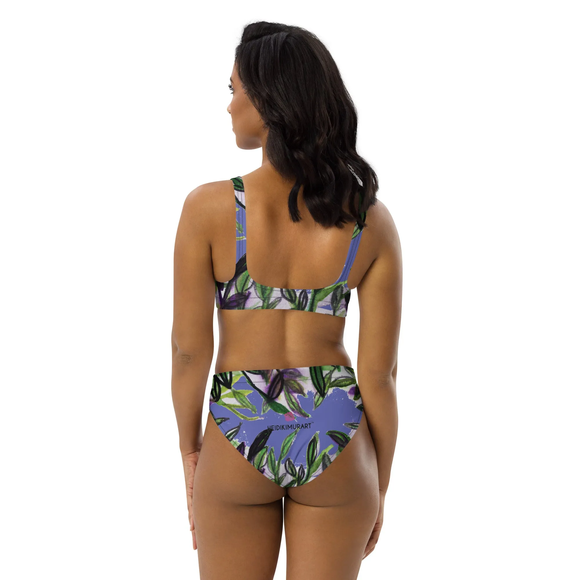 Purple Tropical Print Women's Bikini, 2-pc Padded Comfy Bikini Set For Women - Made in USA/EU/MX  (US Size: 2XS-3XL)