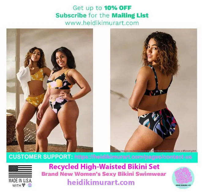 Purple Tropical Print Women's Swimwear, 2-pc Padded Comfy Bikini Set For Women - Made in USA/EU/MX  (US Size: 2XS-3XL)