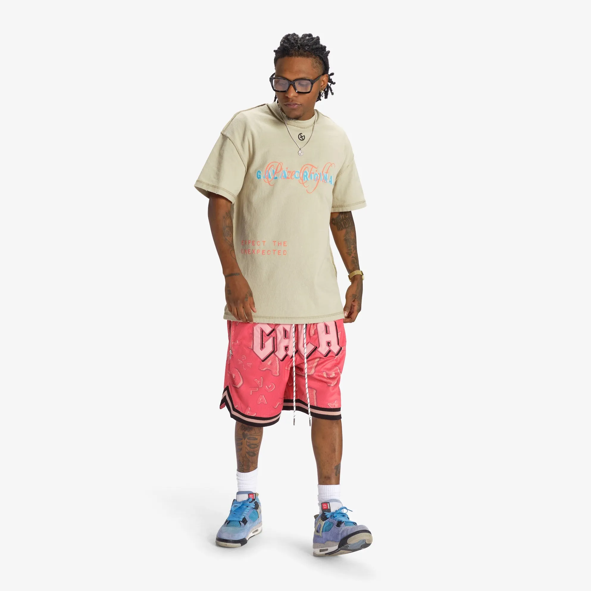 "BABYLON" MESH SHORTS (SOFT RED)