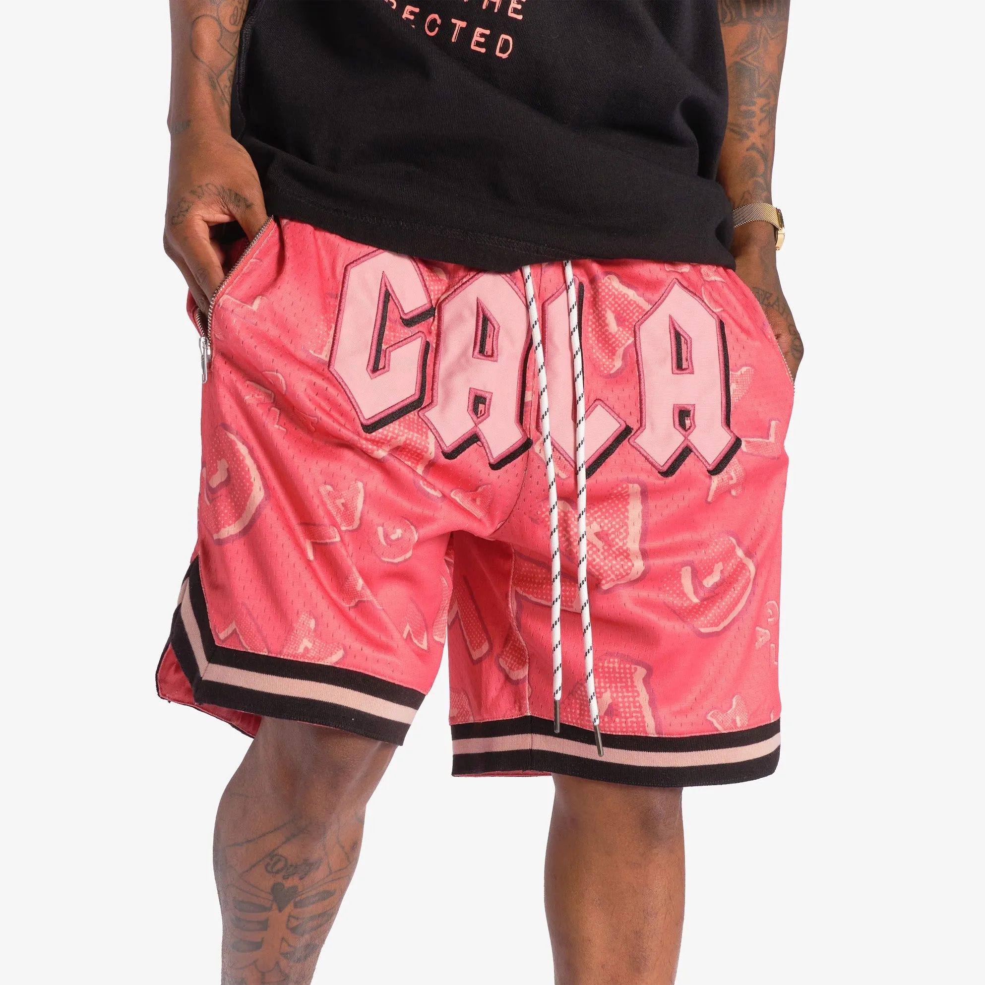 "BABYLON" MESH SHORTS (SOFT RED)