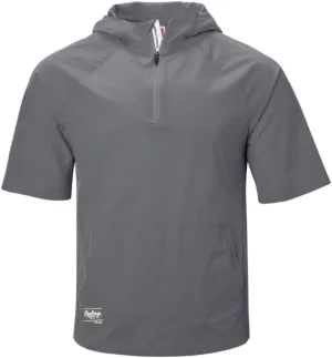 Rawlings Men's Standard COLORSYNC Short Sleeve Hooded Cage Jacket | Adult Sizes | Multiple Colors, Graphite, Medium