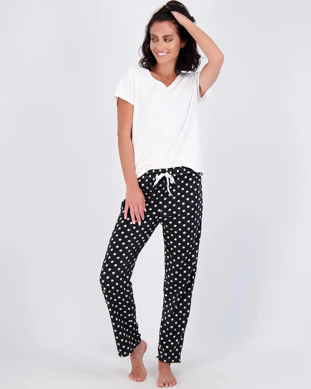 Real Essentials 3 Pack: Womens Fleece Ultra-Soft Comfy Pajama Lounge Pants Sleepwear (Available in Plus Size)