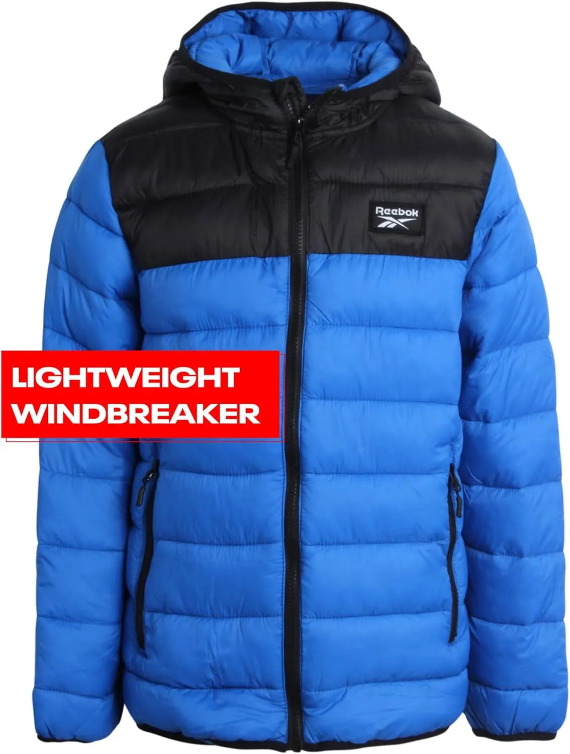 Reebok Boys Jacket  Water Resistant Midweight Quilted Puffer Coat  Insulated Outerwear Down Coat for Boys (4-20)