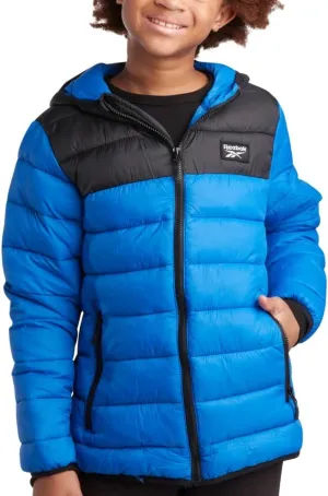 Reebok Boys Jacket  Water Resistant Midweight Quilted Puffer Coat  Insulated Outerwear Down Coat for Boys (4-20)
