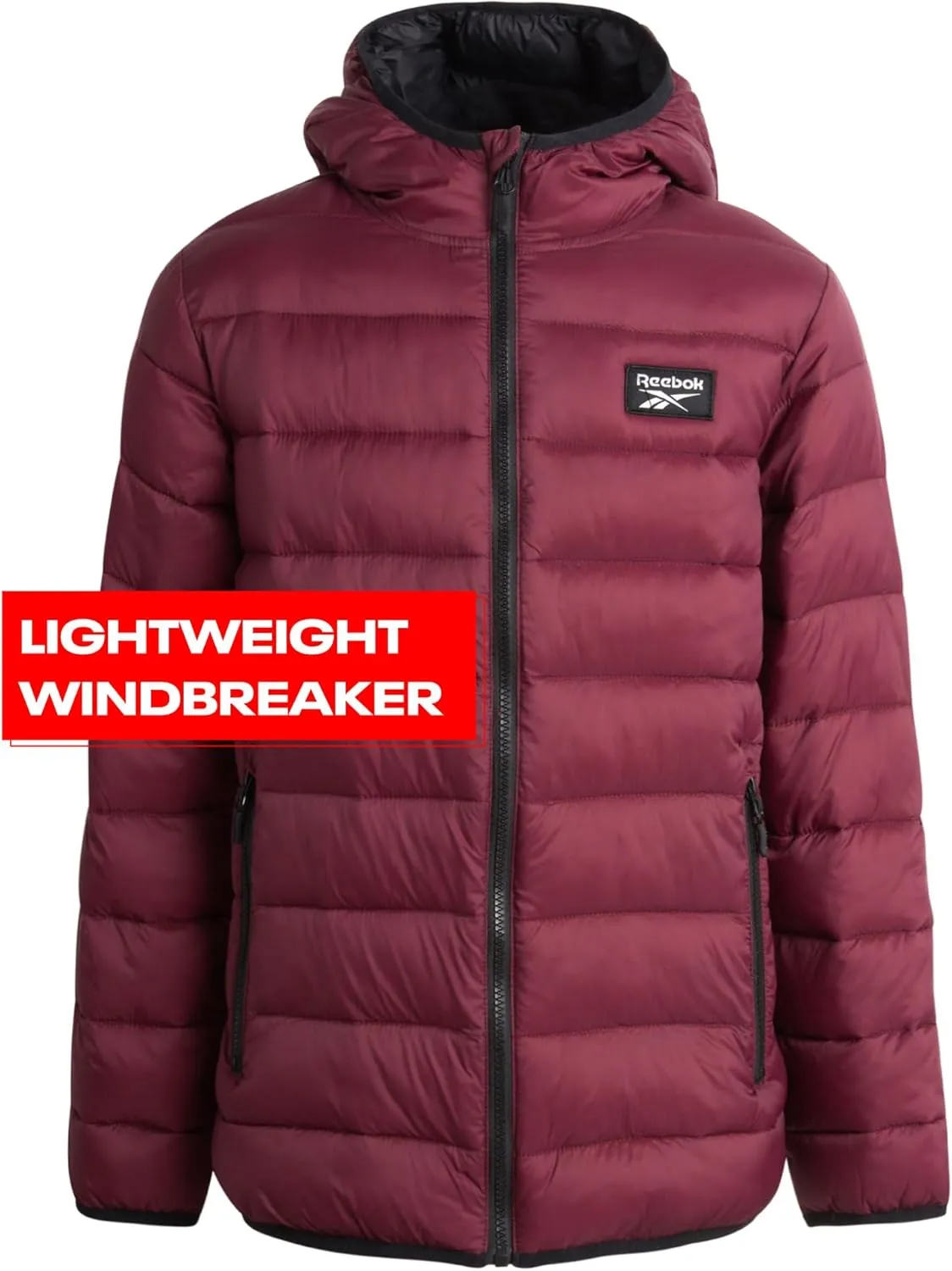 Reebok Boys Jacket  Water Resistant Midweight Quilted Puffer Coat  Insulated Outerwear Down Coat for Boys (4-20)