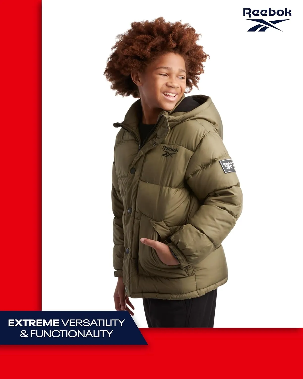 Reebok Boys' Winter Coat - Heavyweight Quilted Puffer Snow Parka - Weather Resistant Ski Jacket for Boys (8-20)