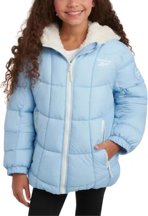 Reebok Girls' Winter Jacket - Heavyweight Quilted Puffer Parka Coat - Sherpa Lined Ski Jacket for Girls (4-16)