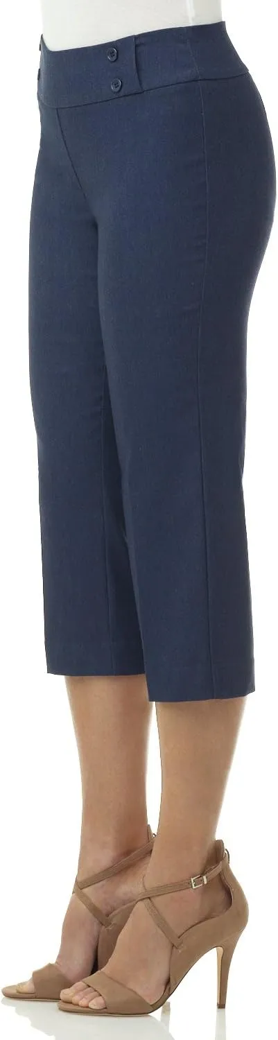 Rekucci Women's Ease into Comfort Capri with Button Detail