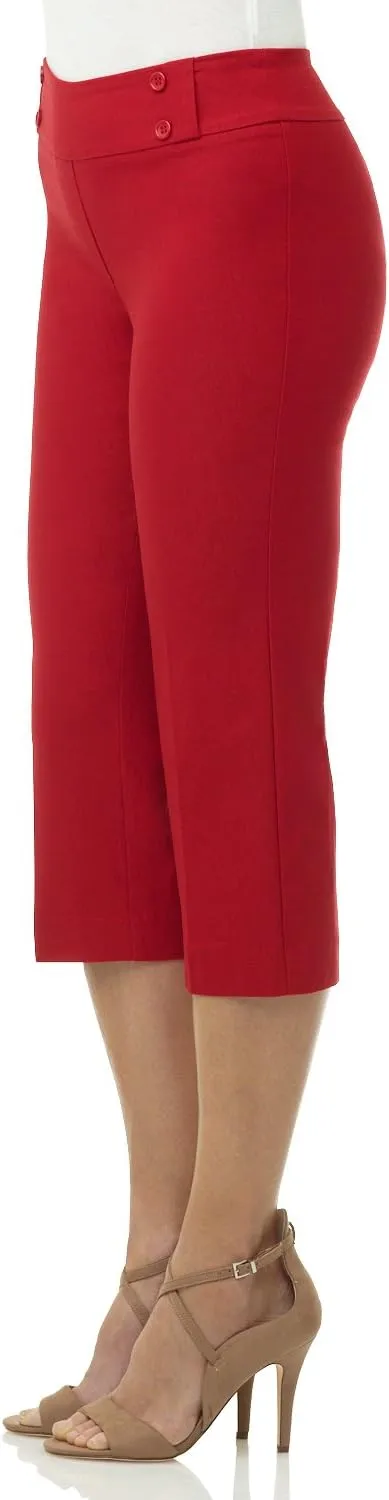 Rekucci Women's Ease into Comfort Capri with Button Detail