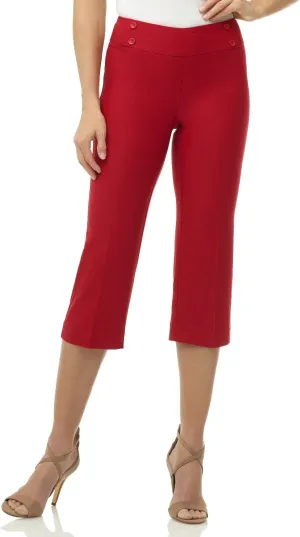 Rekucci Women's Ease into Comfort Capri with Button Detail
