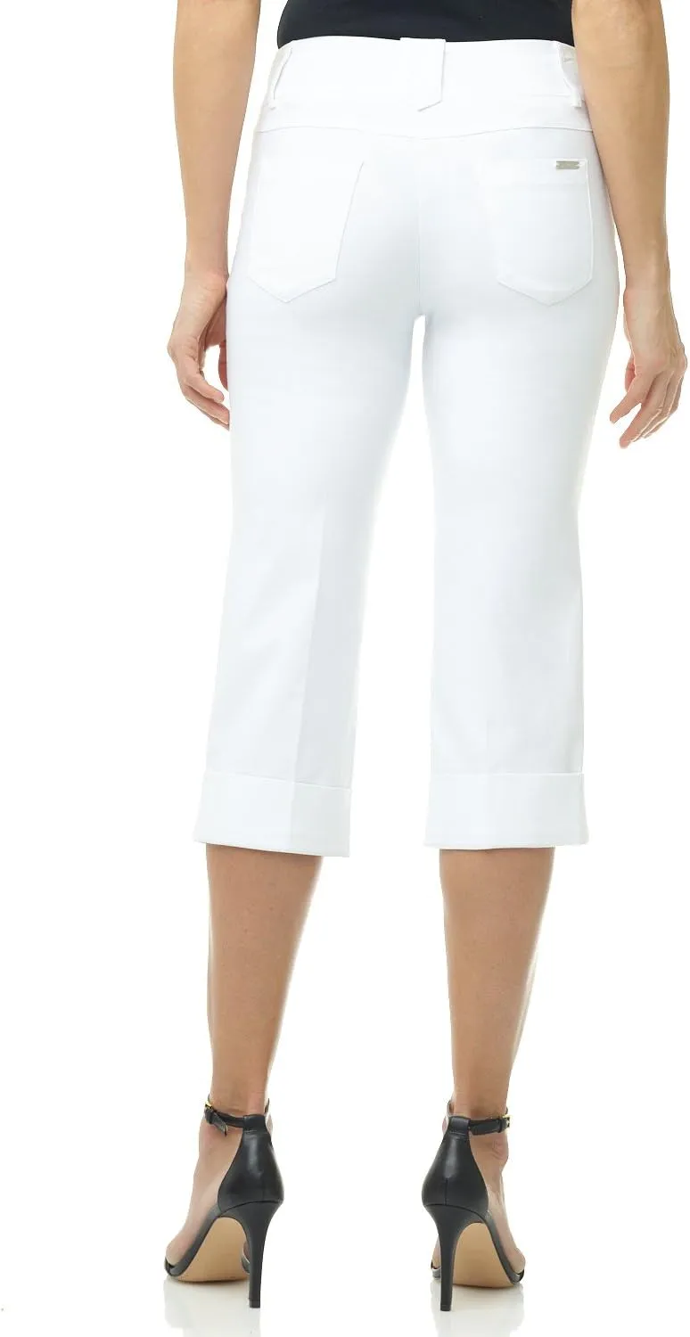 Rekucci Women's Ease into Comfort Modern Classic Cuffed Capri