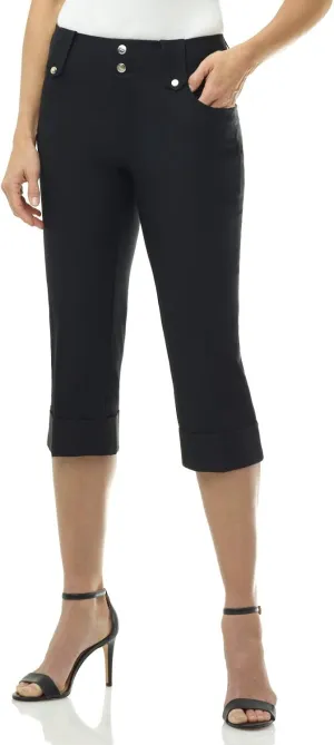 Rekucci Women's Ease into Comfort Modern Classic Cuffed Capri