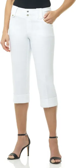 Rekucci Women's Ease into Comfort Modern Classic Cuffed Capri