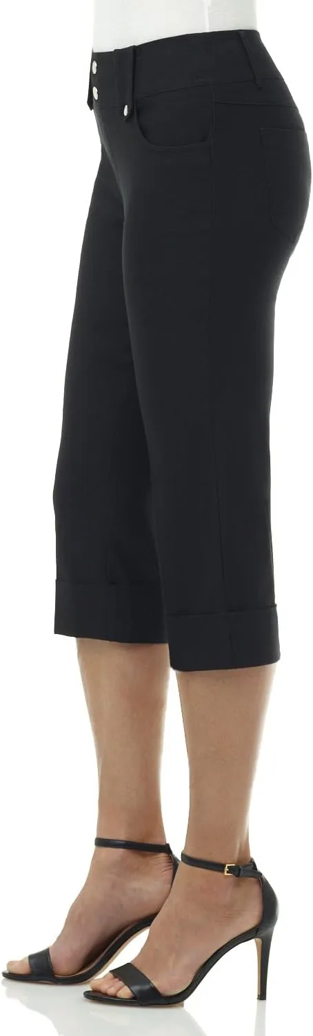 Rekucci Women's Ease into Comfort Modern Classic Cuffed Capri