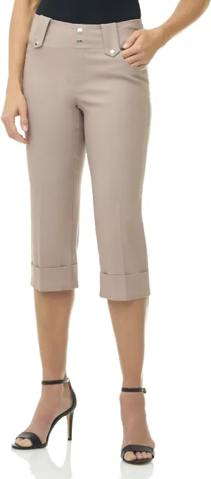 Rekucci Women's Ease into Comfort Modern Classic Cuffed Capri